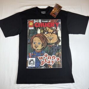 Chucky Comic Book Style Graphic T-Shirt Horror Movie Tee Mens Medium